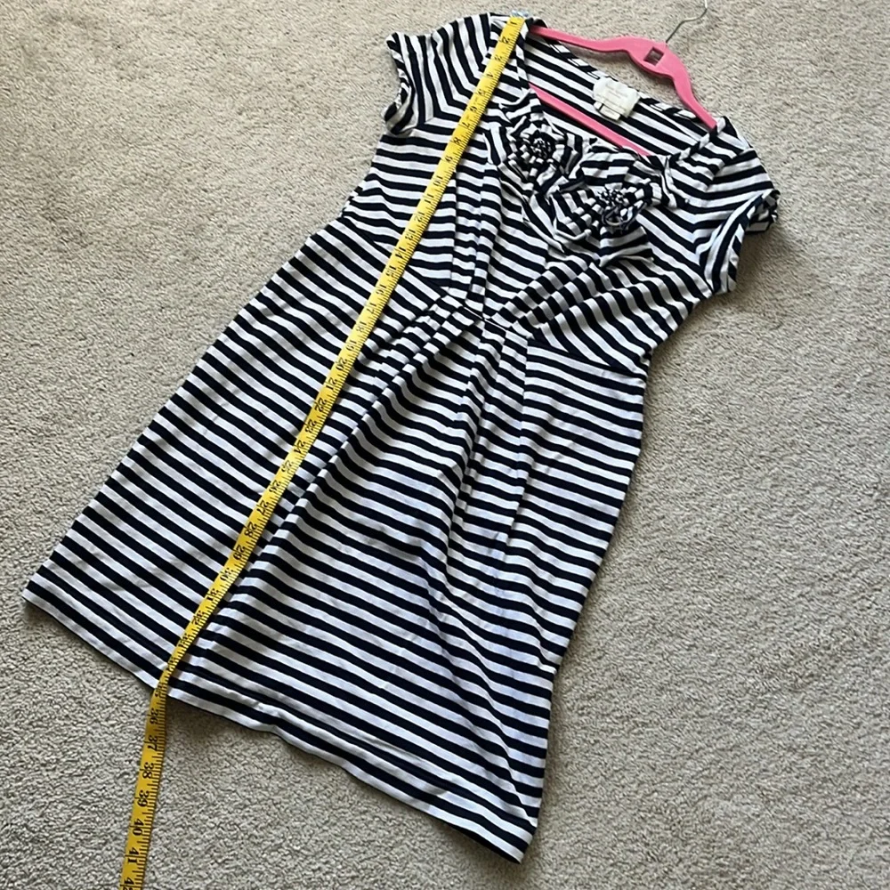 kate spade Black and White Striped Mini Dress with Ruffle Detail